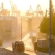 Trucks On The Road Leading To The Port On The Sunset - VideoHive Item for Sale