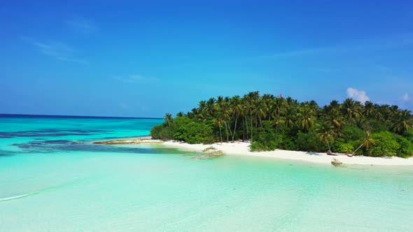 Aerial top view seascape of exotic resort beach break by shallow ocean with clean sand background of