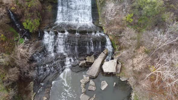 Albion Falls in Red Hill Valley, Hamilton, Ontario, Canada. Aerial view