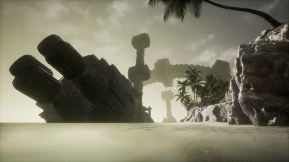 UFO Crashed in the Ocean Near Tropical Island alt