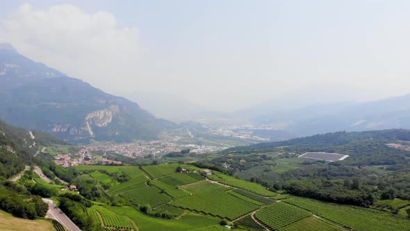 Valley with towns and vineyards aerial