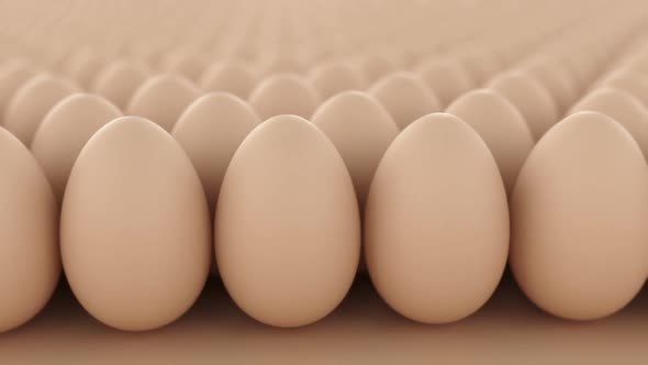 Endless animation of the natural chicken's eggs infinite array. Loopable. HD