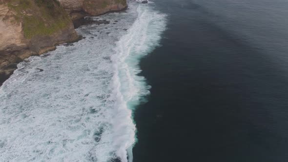 Rocks and Sea Bali. Aerial View