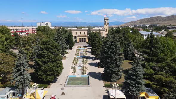 Aerial view of Joseph Stalin Museum in city Gori. Stalin's Homeland