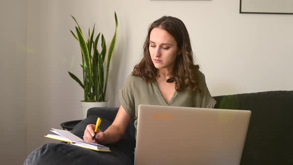 Focused Female Student Studying on the Distance