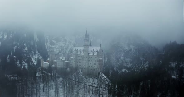 Hohenzollern Castle Located on Top of a Hill Overgrown with Spruce Forest