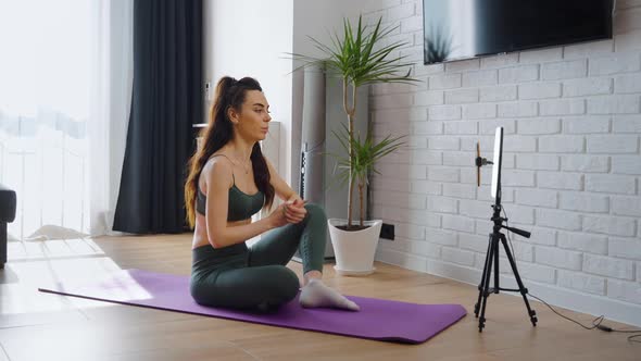 Fitness Blogger Recording Video at Home