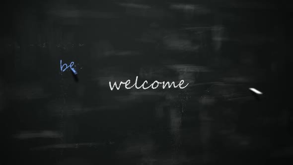 Welcome' in English, German, Russian, French, Spanish, Portugese. Blackboard.