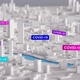 Covid-19 Corona Virus Spreading Across City. 3D Aerial View Miniature City Buildings	 - VideoHive Item for Sale