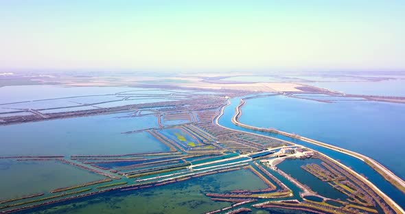 Blue Sky Over Countless Venetian Lagoons Among Barenes