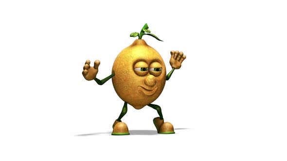 Comic Lemon  Looped Dance on White Background