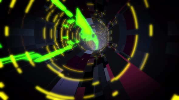 Flight in Abstract Scifi Tunnel with Data Transfer Flow Seamless Loop