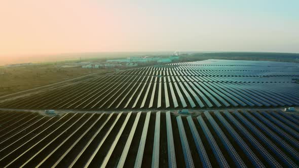 Top View of a Solar Power Station Renewable Energy Solar Panels