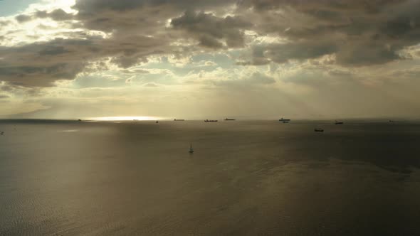 Sunset Over the Sea in Manila Bay