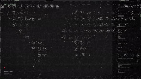 Matrix Data In Computer Program Creates Digital Territory Of World Map alt