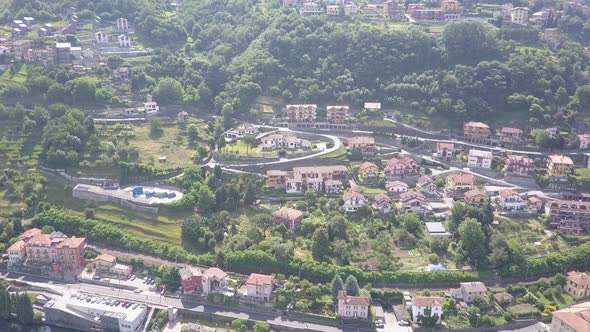 LAKE COMO, ITALY from the drone and the Italian Alps in background