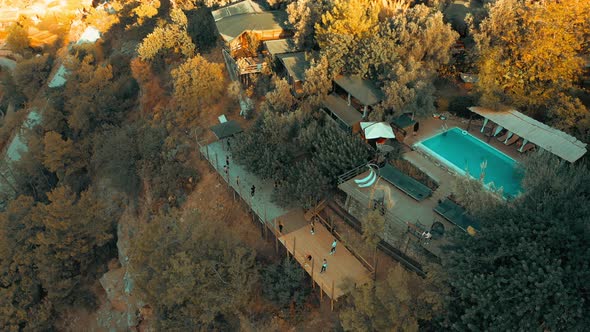 aerial view of sports complex and nature