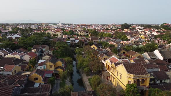 Aerial View at Hoi An Old Town Old Village Unesco World Heritage Site in Vietnam