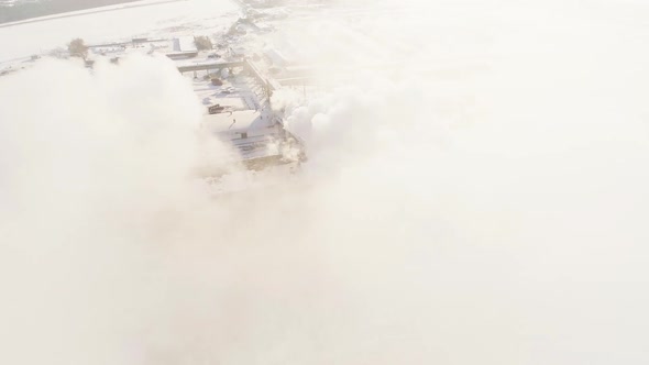 Aerial Video of the Smoke From the Chimneys