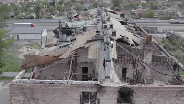 Ukraine  Building Destroyed By the War in Stoyanka Bucha District