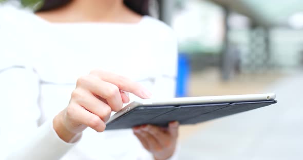 Woman Holding with Digital Tablet Computer