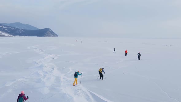 Frozen Lake Baikal Aerial View