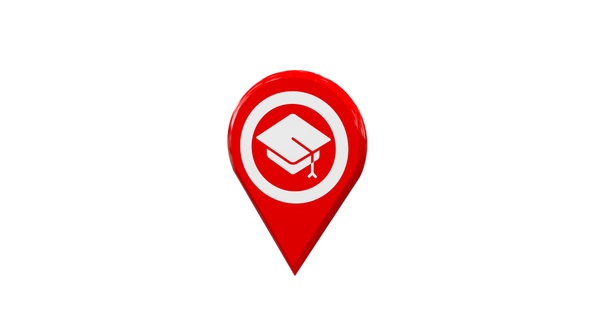 University 3D Map Location Pin Red V1