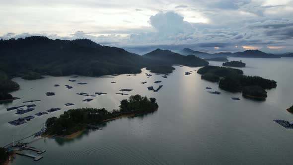 Aerial View of Fish Farms in Norway