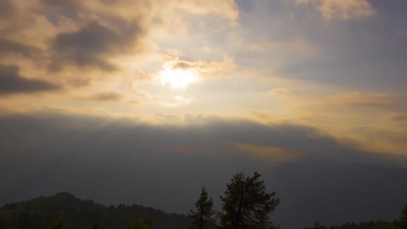 Sumer Sunset With Moving Clouds Timelapse - Time Lapse