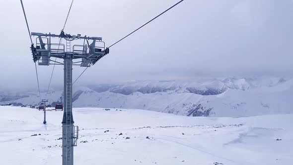 Cableway Lifting in Winter Mountains