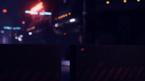 Futuristic Street with Neon Glow at Night alt