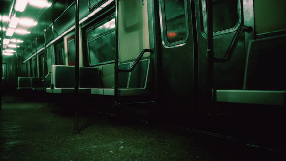 Subway Wagon is Empty Because of the Coronavirus Outbreak in the City