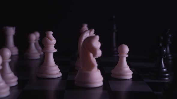 Chess pieces on a chessboard in a neon style