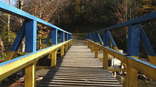 Blue and yellow bridge