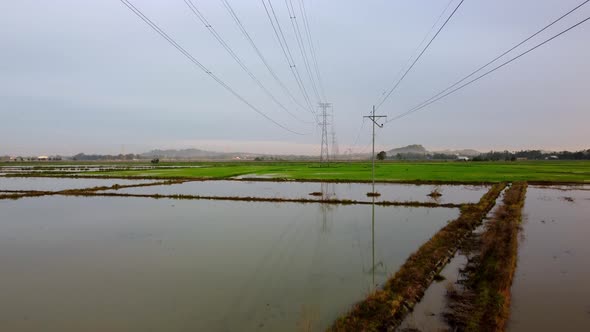 Aerial ascending the electric cable