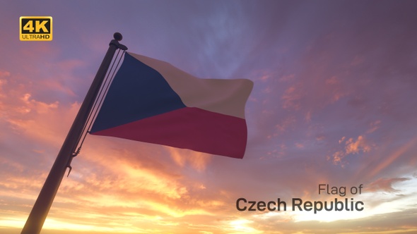 Czech Republic Flag on a Flagpole V3 - 4K