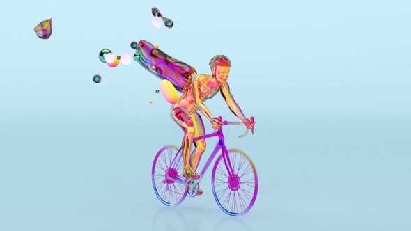 Abstract art of a X-ray cyclist riding