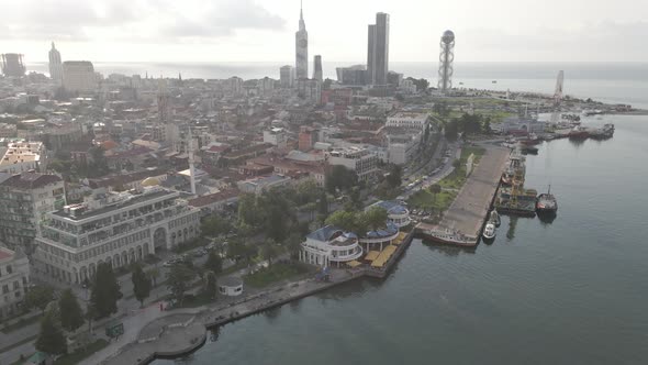 Batumi, Georgia - January 5 2021: Aerial view of Mosque in Batumi - Orta Jame.