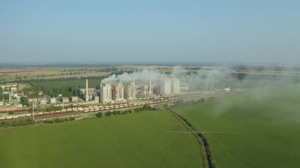 Dolomite Processing Plant Pollute the Atmosphere. Emission to Atmosphere From Industrial Pipes