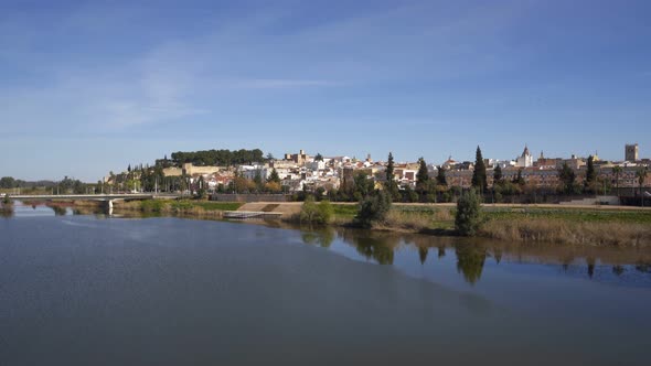 Badajoz city view from Palmas bridge in Spain