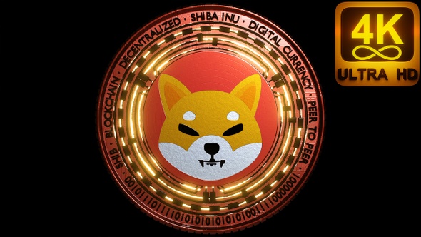 Shiba Inu Cryptocurrency Coin Rotating From Top Bottom. Decentralized Secure Cryptocurrency Meme