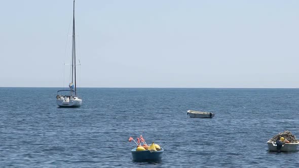 Boats of Fishers Floating in Sea, Outdoor Activity for Recreation and Relaxation