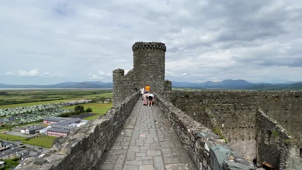 Harlech Castle North Wales. Walking towards the tower