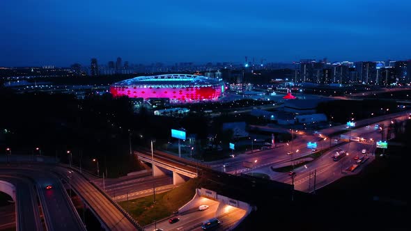 Freeway Intersection and Football Stadium Spartak Moscow Arena