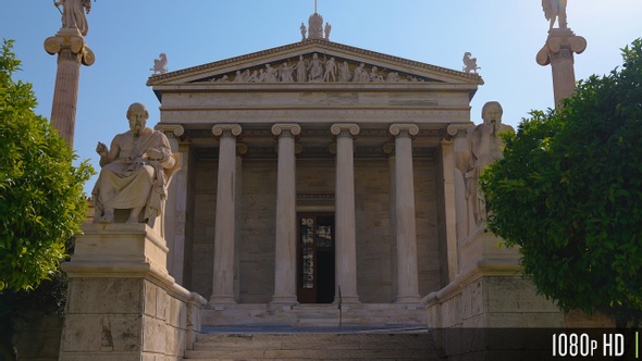 Exterior view of the Academy of Athens, Greece