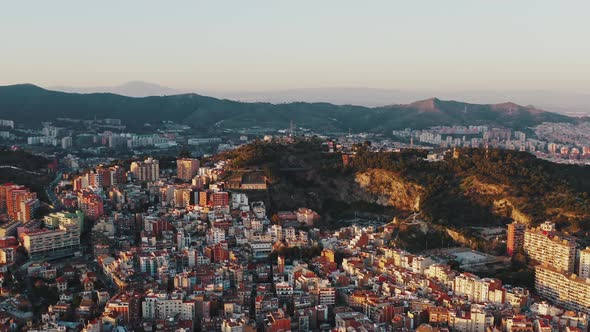 Aerial Panoramic Shot of Barcelona and Turo De La Rovira