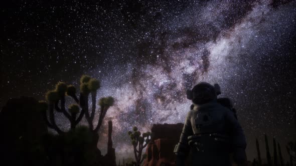 Astronaut and Star Milky Way Formation in Death Valley alt