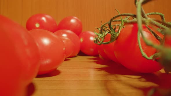 Movement Between Red Tomatoes on the Table