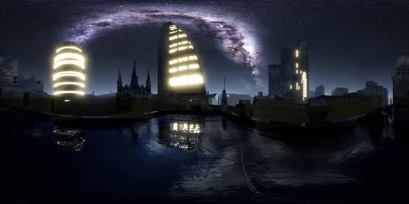 City Skyline at Night Under a Starry Sky alt