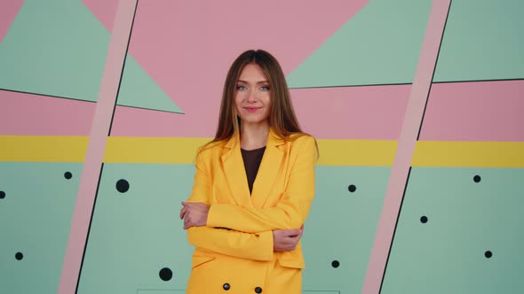 Portrait of Caucasian Woman In Yellow Jacket